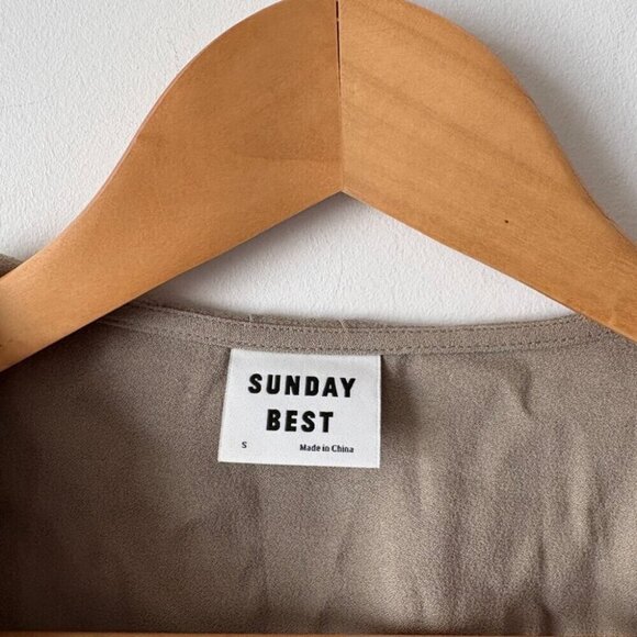 Aritzia Sunday Best New Ruffle Wrap Dress Dry Basil Green Size Small - Picture 5 of 6